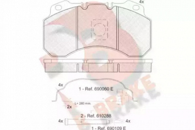 R BRAKE rb1280119 -  Комплект тормозных колодок, дисковый тормоз